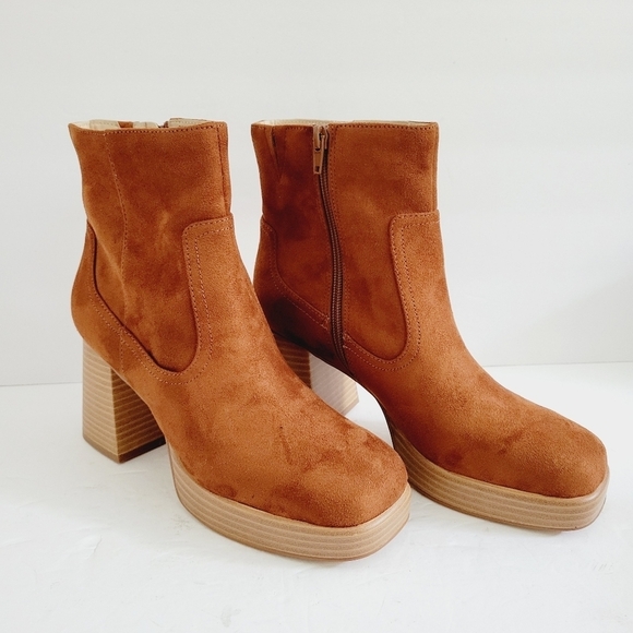 New BP Keyla Platform Bootie in Tan Chestnut, Size 7 - Picture 1 of 8